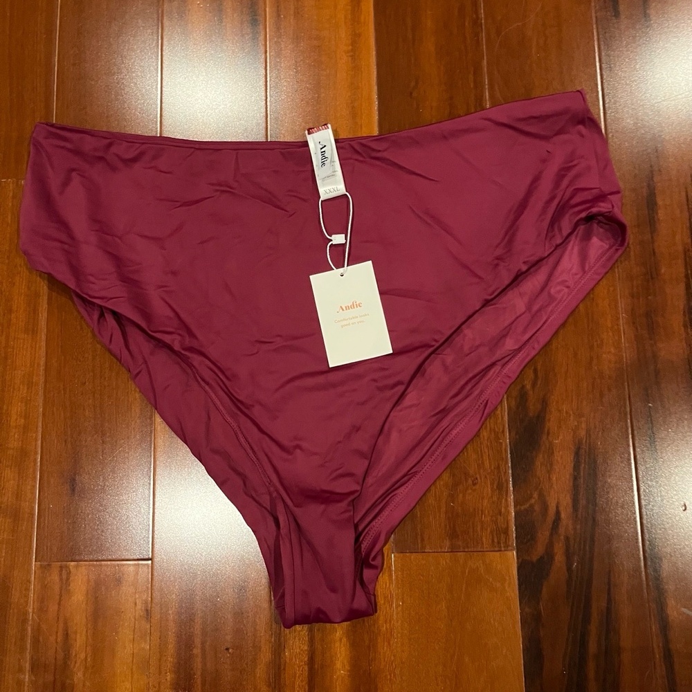 New NWT Andie The 90s Bikini Bottom High Waisted Plum‎ Burgundy Red Plus Size 3X